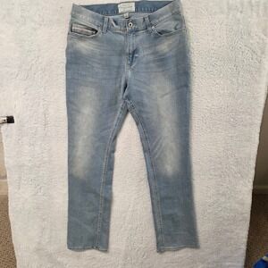 SUN STONE Mens Light Wash Denim Jeans Straight Fit Size 31W 32L